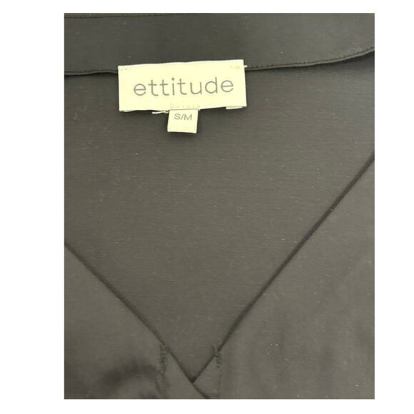 NWT Ettitude Sateen Short Sleeve Shirt - Onyx - Picture 4 of 6